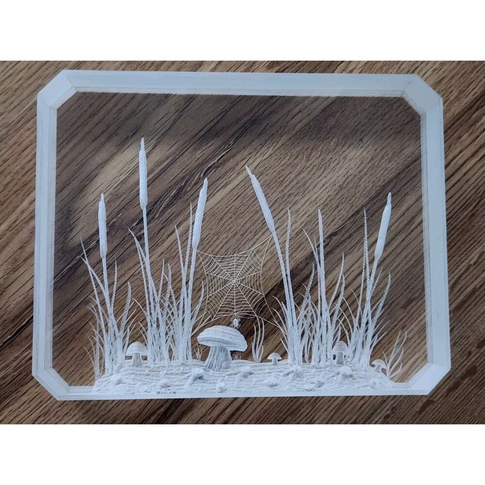 VTG Ronald Fox Carved Lucite Laser Etched Acrylic Sculpture -Mushroom, Cat Tails - Picture 2 of 6